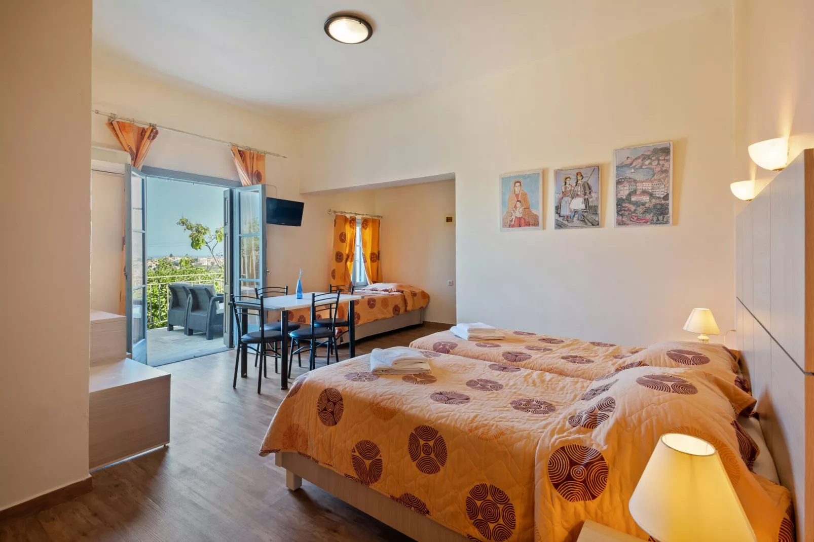 Leuke studio op Lesbos met een gedeeld zwembad-Slaapkamer