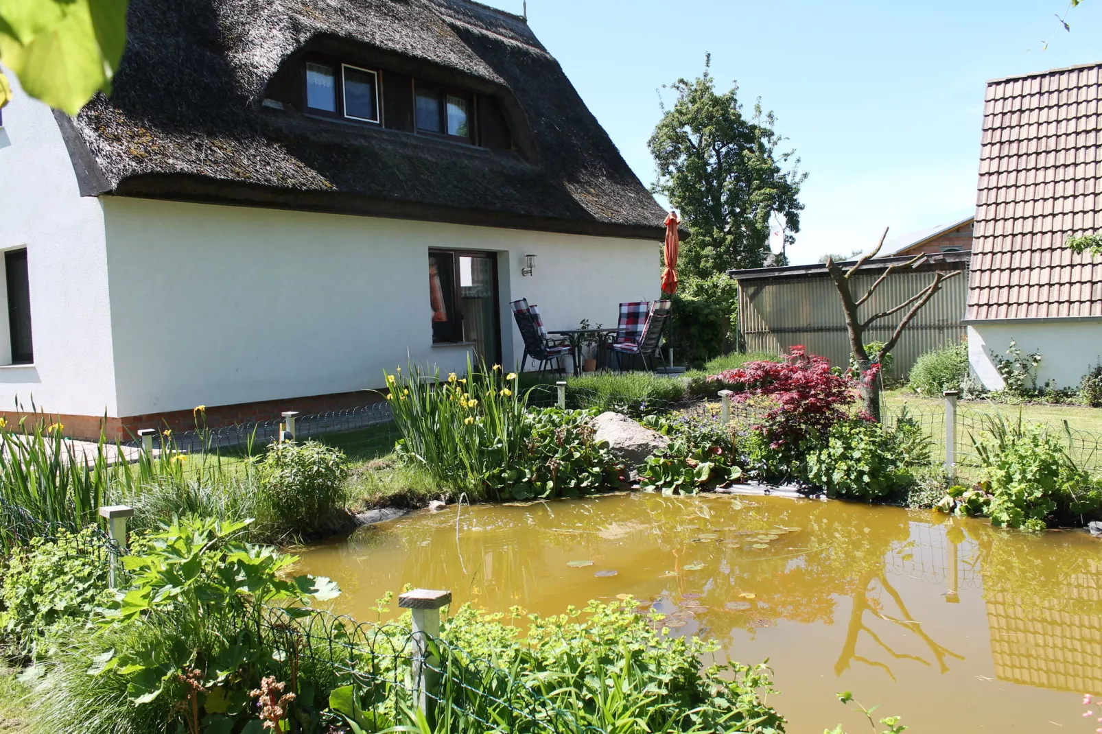 Lerchenzimmer im Reetdachhaus-Terrasbalkon