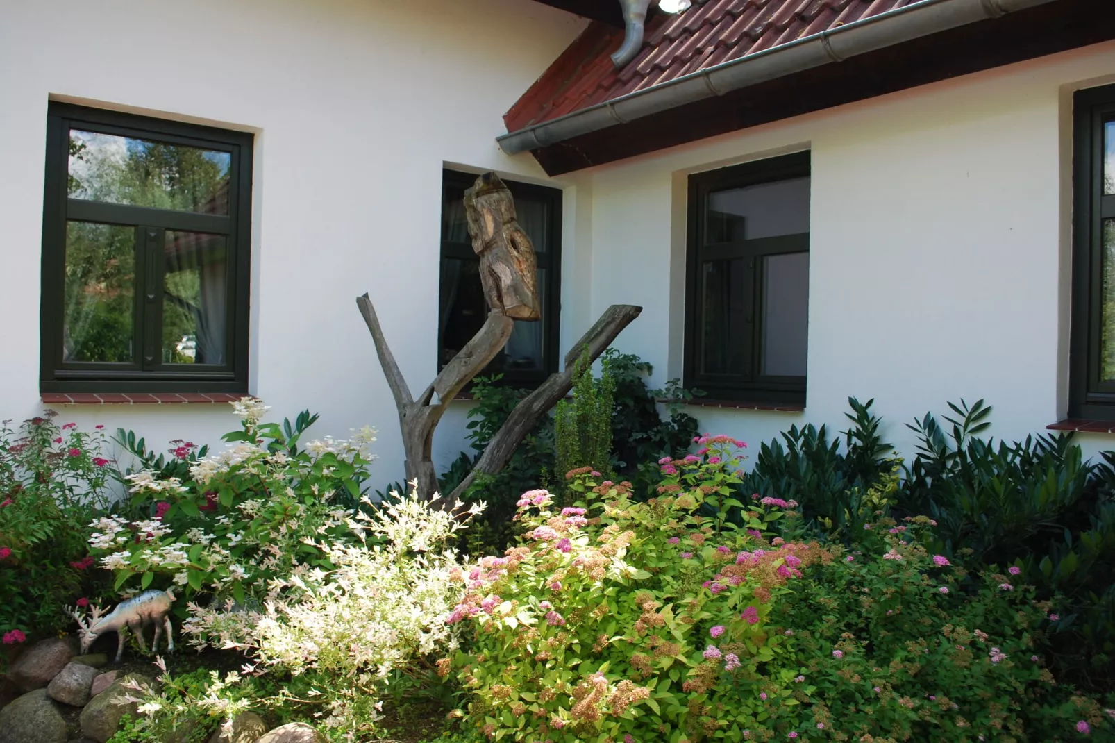 Modern appartement met zwembad in Dargun-Tuinen zomer