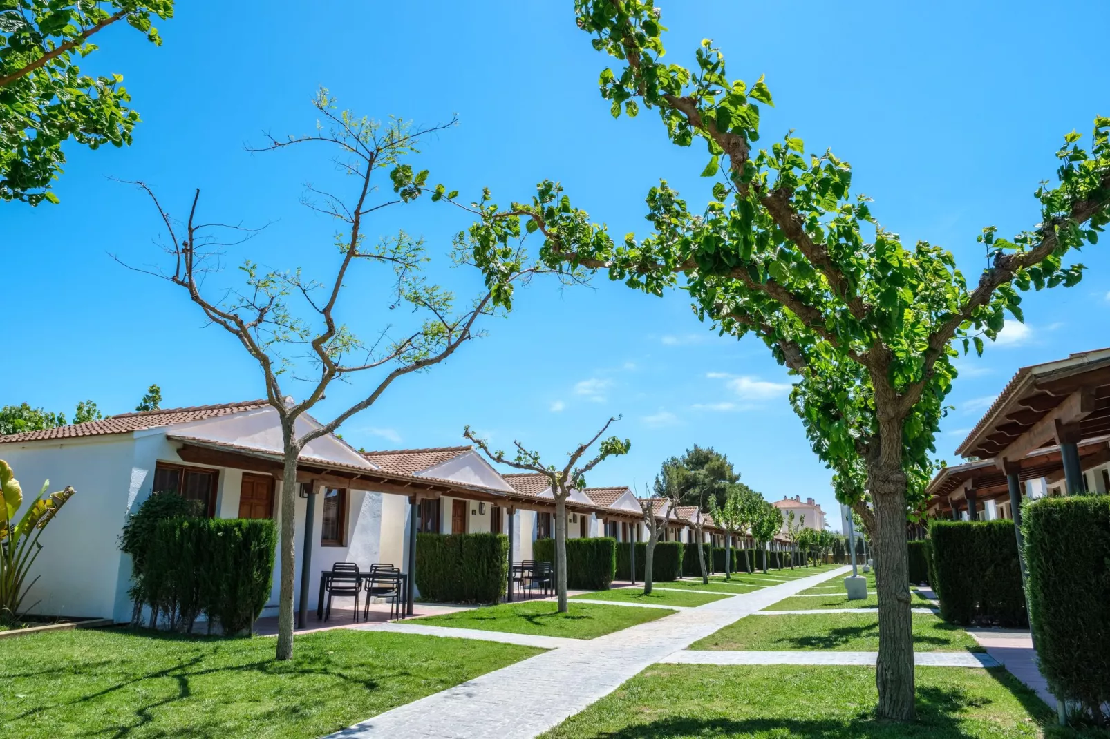 CAMPING ESTIVAL VENDRELL PLATJA BUNGALOW 4 STANDARD-Tuinen zomer