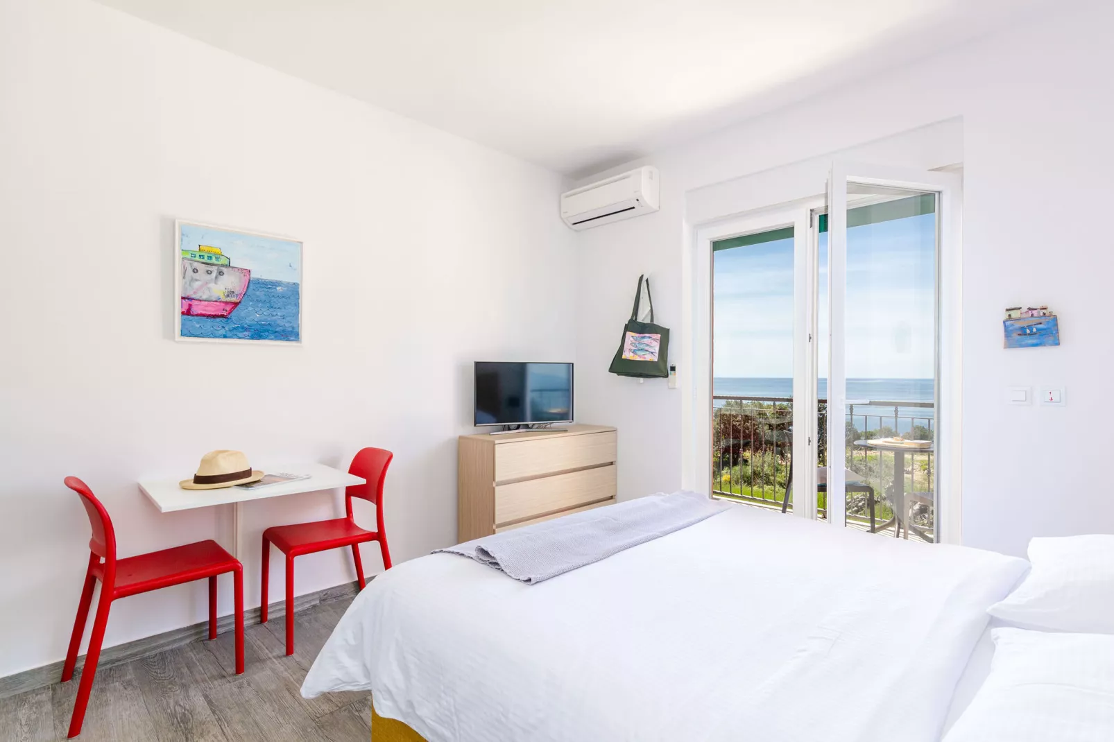 Apartments Villa Lukas - ''No.6'' Studio Apartment with Balcony and Sea View-Slaapkamer