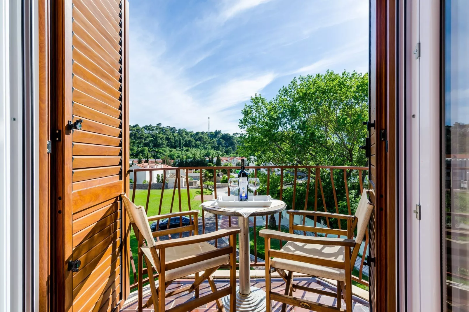 Apartments Mali Paradiso - Comfort Studio Apartment with Balcony and Pool View(A2)-Terrasbalkon