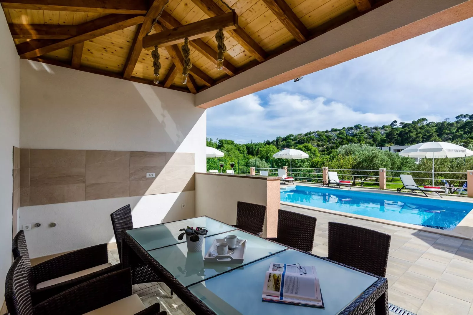 Apartments Mali Paradiso - Two Bedroom Apartment with Balcony and Pool View (A4)-Terras