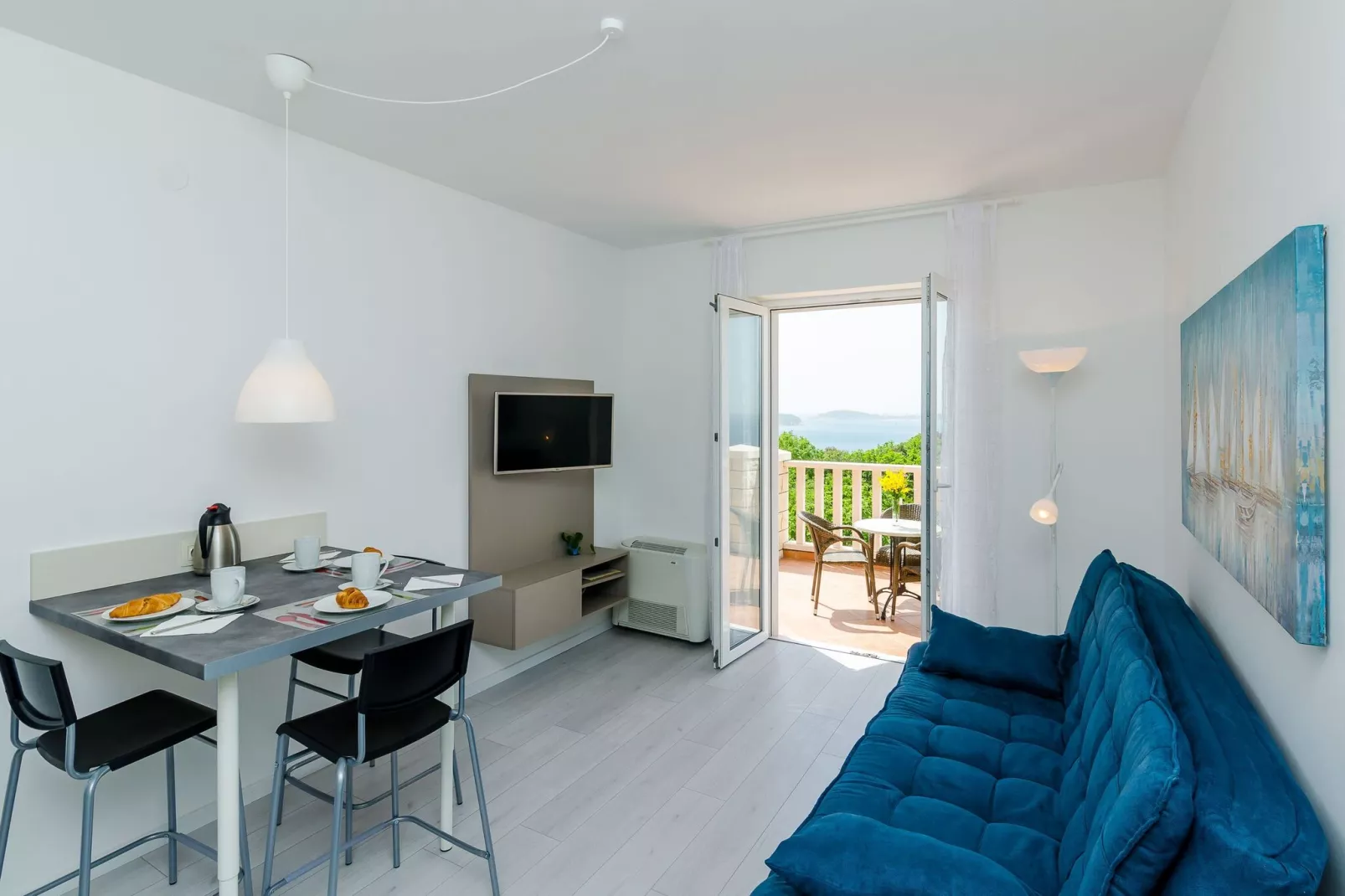 Villa Panorama Dubrovnik (A1) - Deluxe One Bedroom Apartment with Terrace and Sea View-Woonkamer
