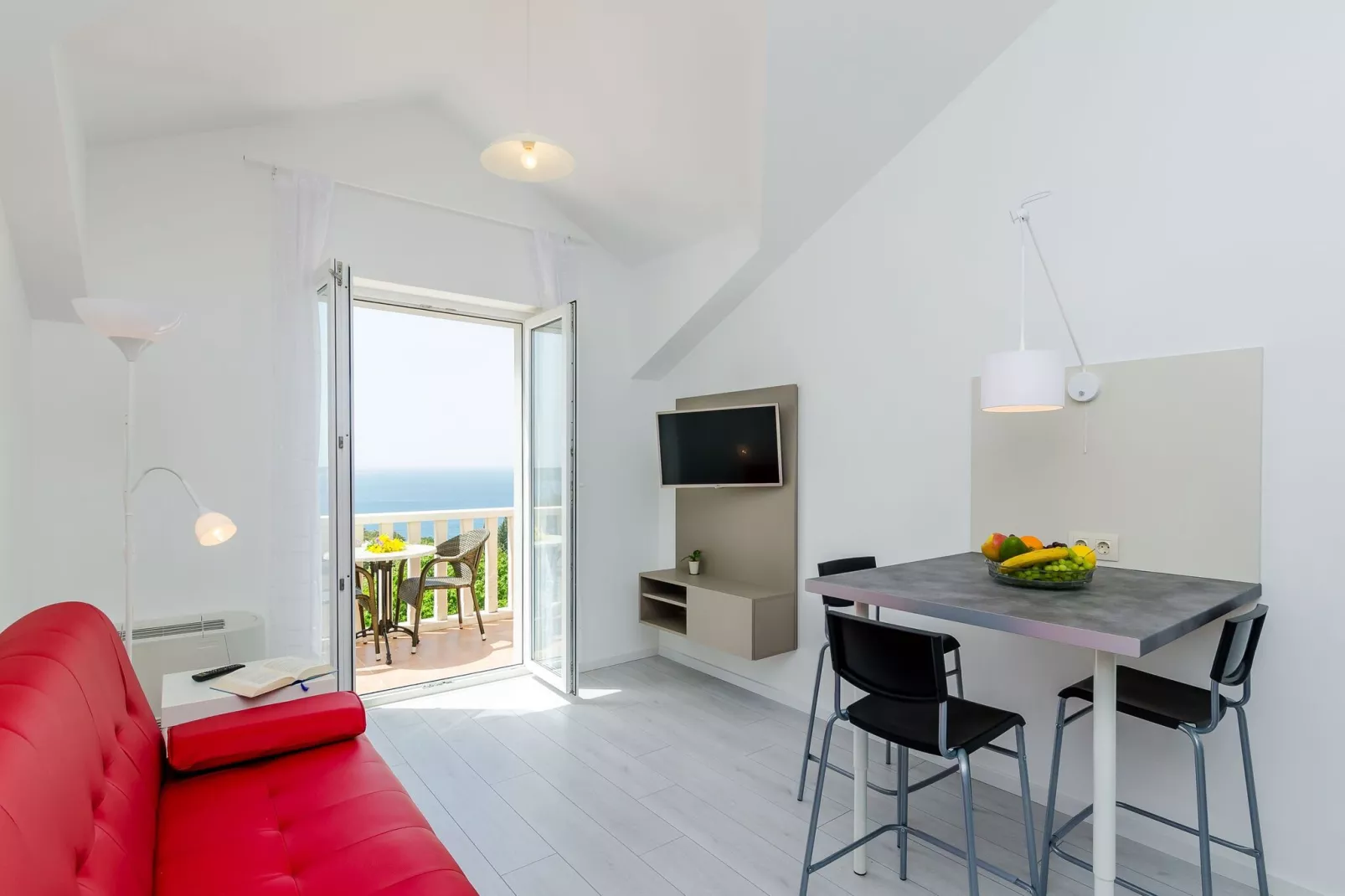 Villa Panorama Dubrovnik (A4) - Premium One Bedroom Apartment with Terrace and sea View-Woonkamer