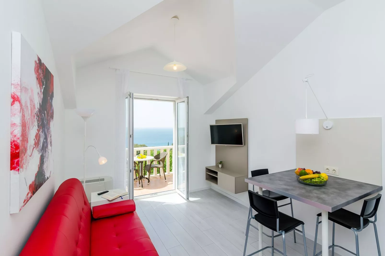 Villa Panorama Dubrovnik (A4) - Premium One Bedroom Apartment with Terrace and sea View-Woonkamer