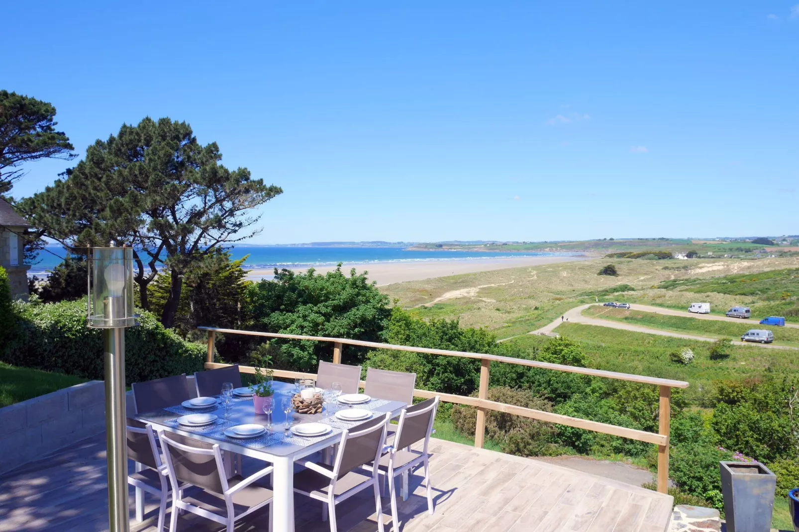 Ferienhaus mit Panorama-Meerblick Plonévez-Porzay-Terrasbalkon