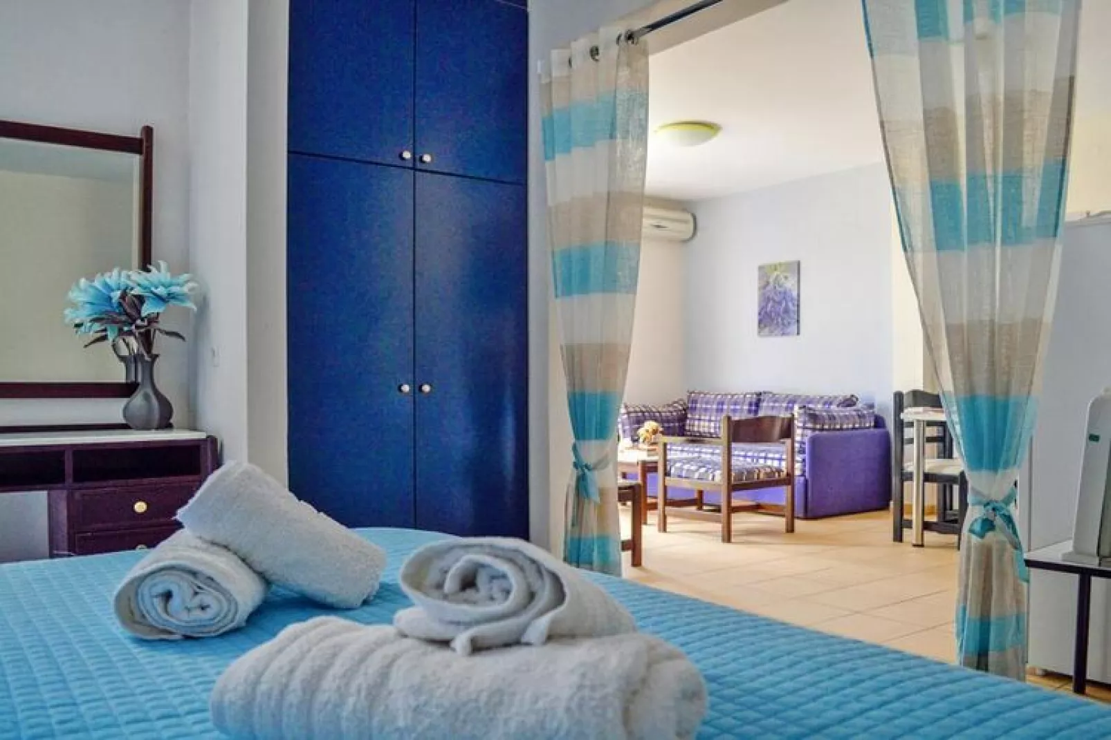 Apartments Manto, Barbati-2-bedroom-apartment, upper floor-Slaapkamer