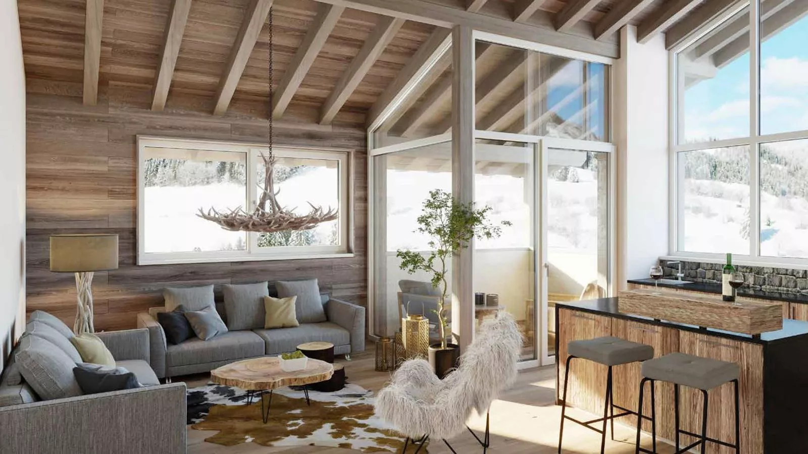 Almchalet Alpenglück-Woonkamer