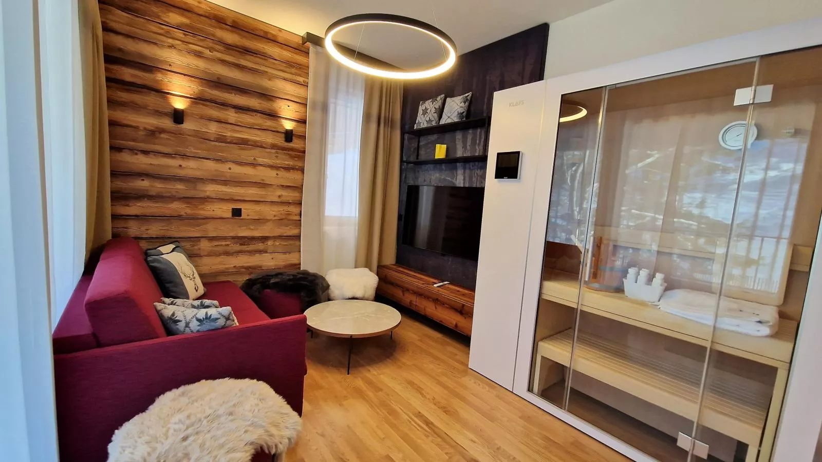 Zirbenlodge Sonnenalpe Nassfeld-Woonkamer