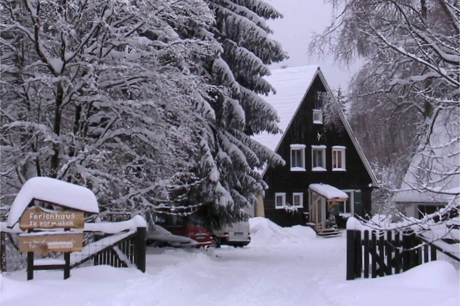 Waldferienhaus-Exterieur winter