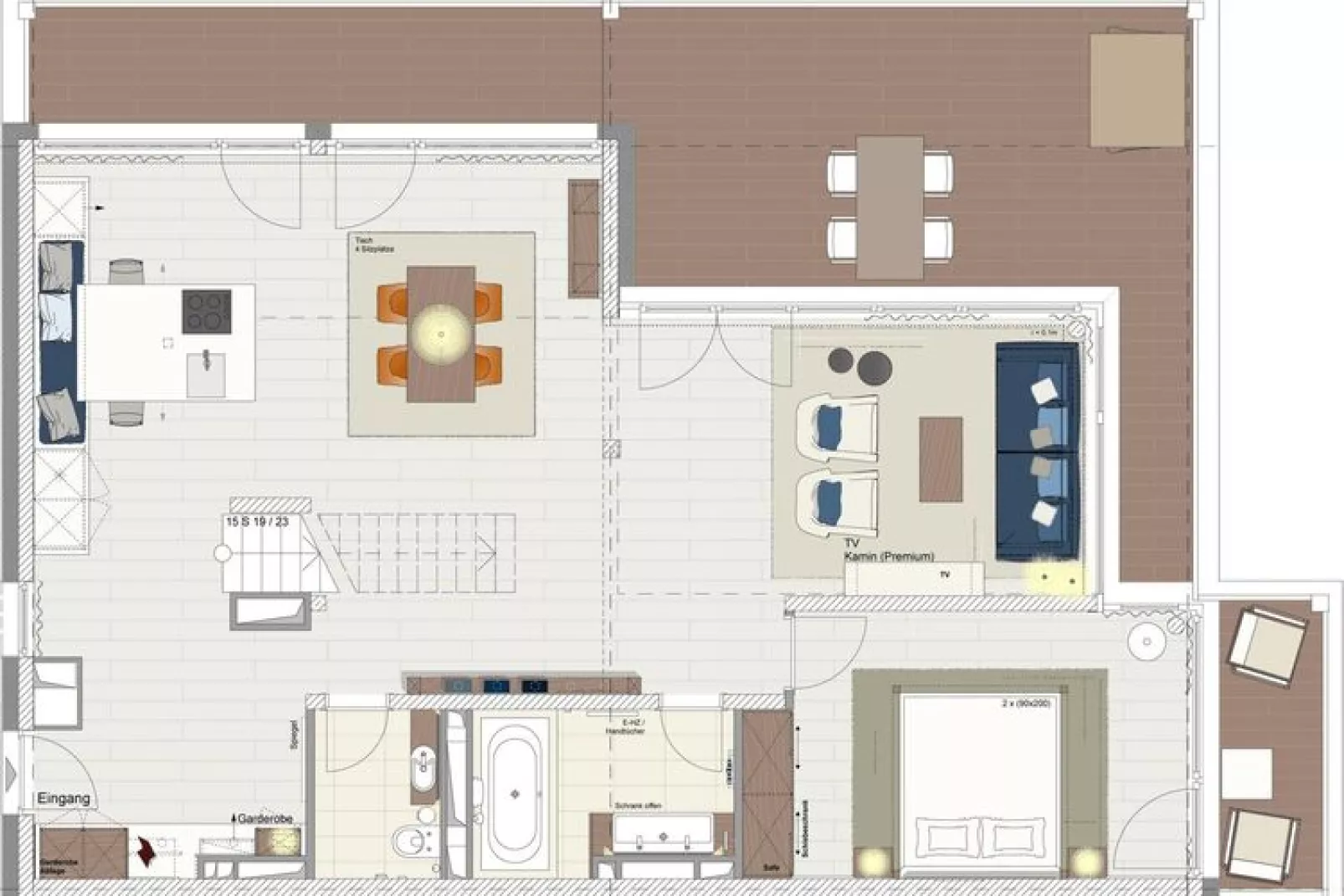 Apartments im MAREMÜRITZ Yachthafen Resort & Spa / Mare Grand Maisonette Suite 2 Personen-Plattegrond