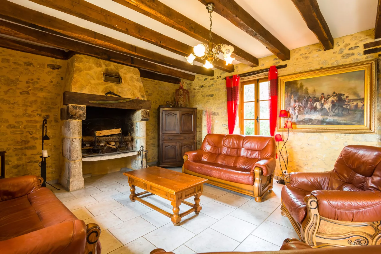 Maison de vacances Blanquefort Sur Briolance 12 pers-Woonkamer