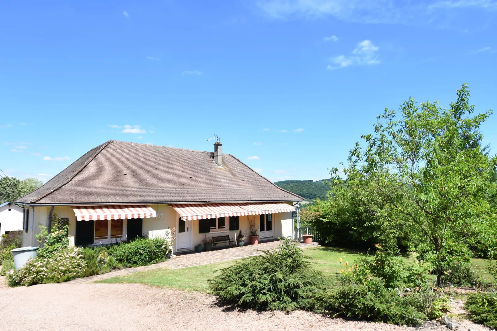 Vue de Pannecière-Gebieden zomer 1km