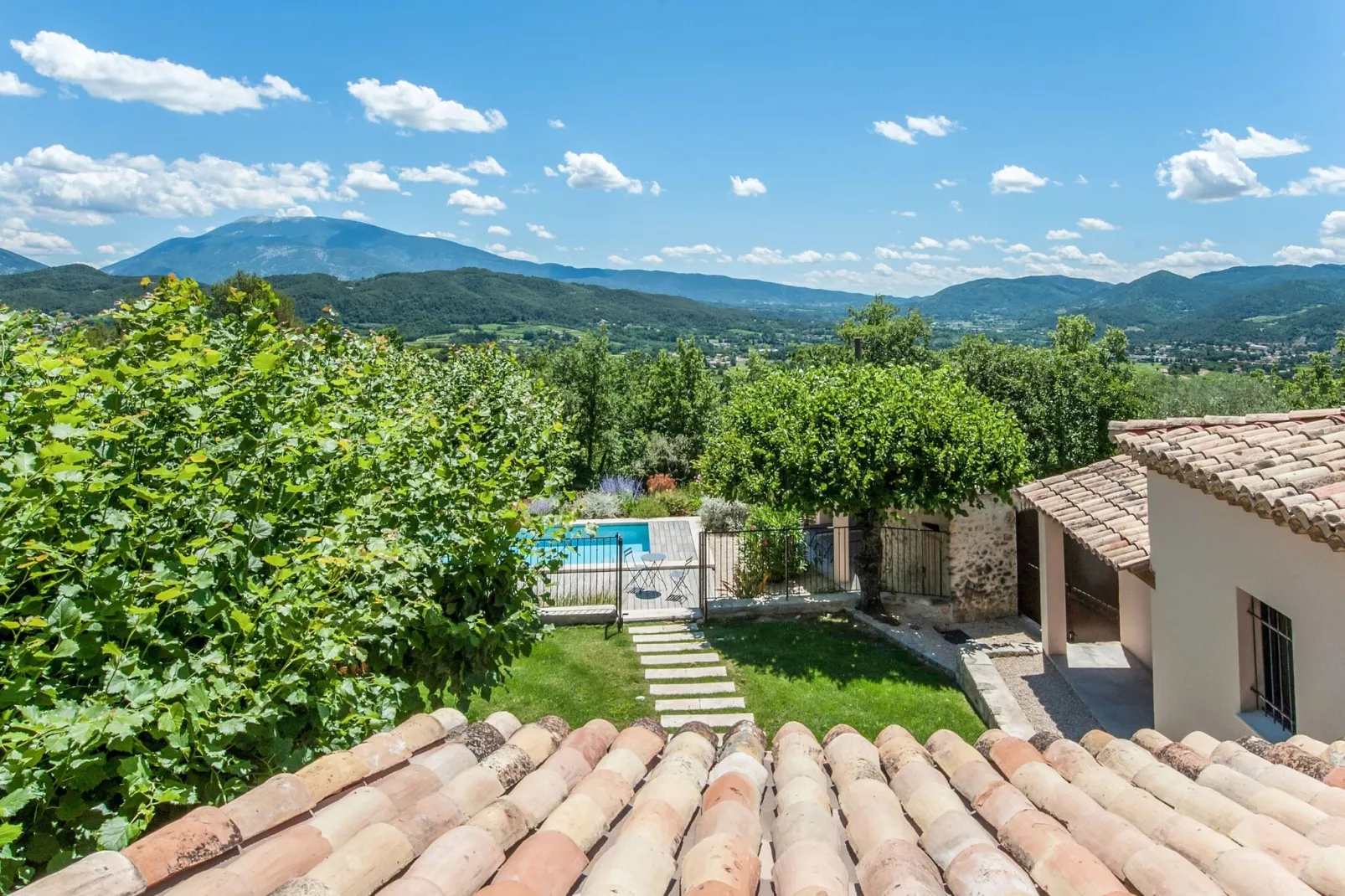 Villa Pouperas Vaison la Romaine-Uitzicht zomer