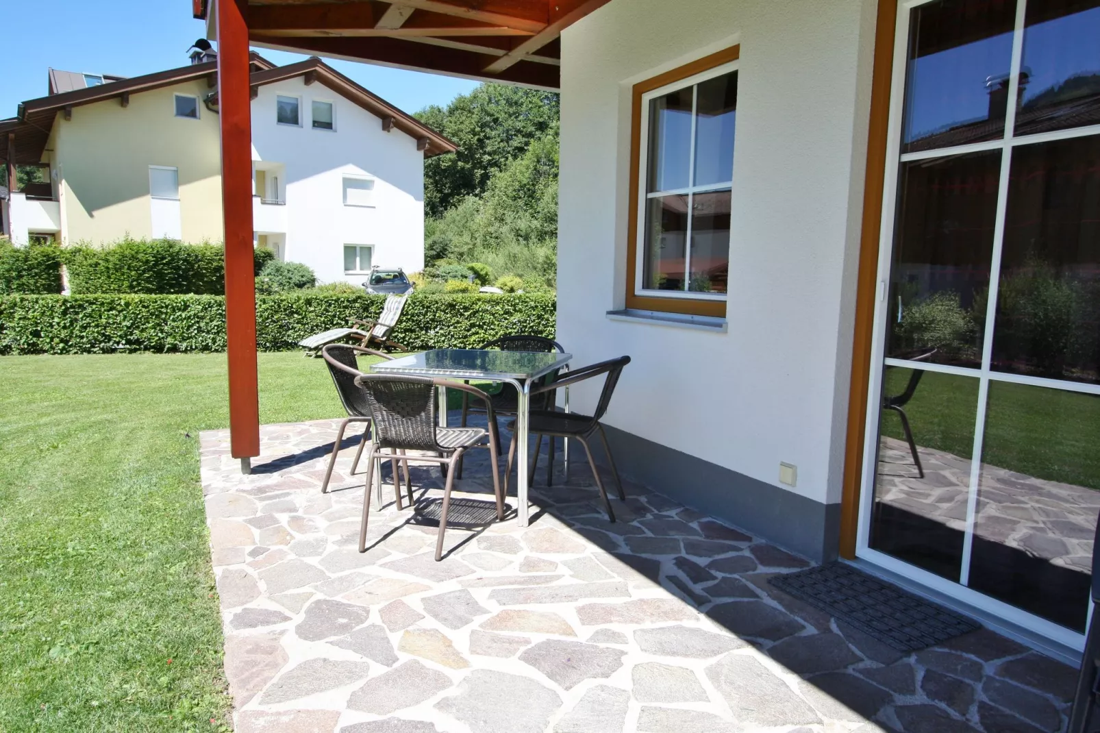 Gezellig appartement in Salzburgerland met tuin en terras-Terrasbalkon