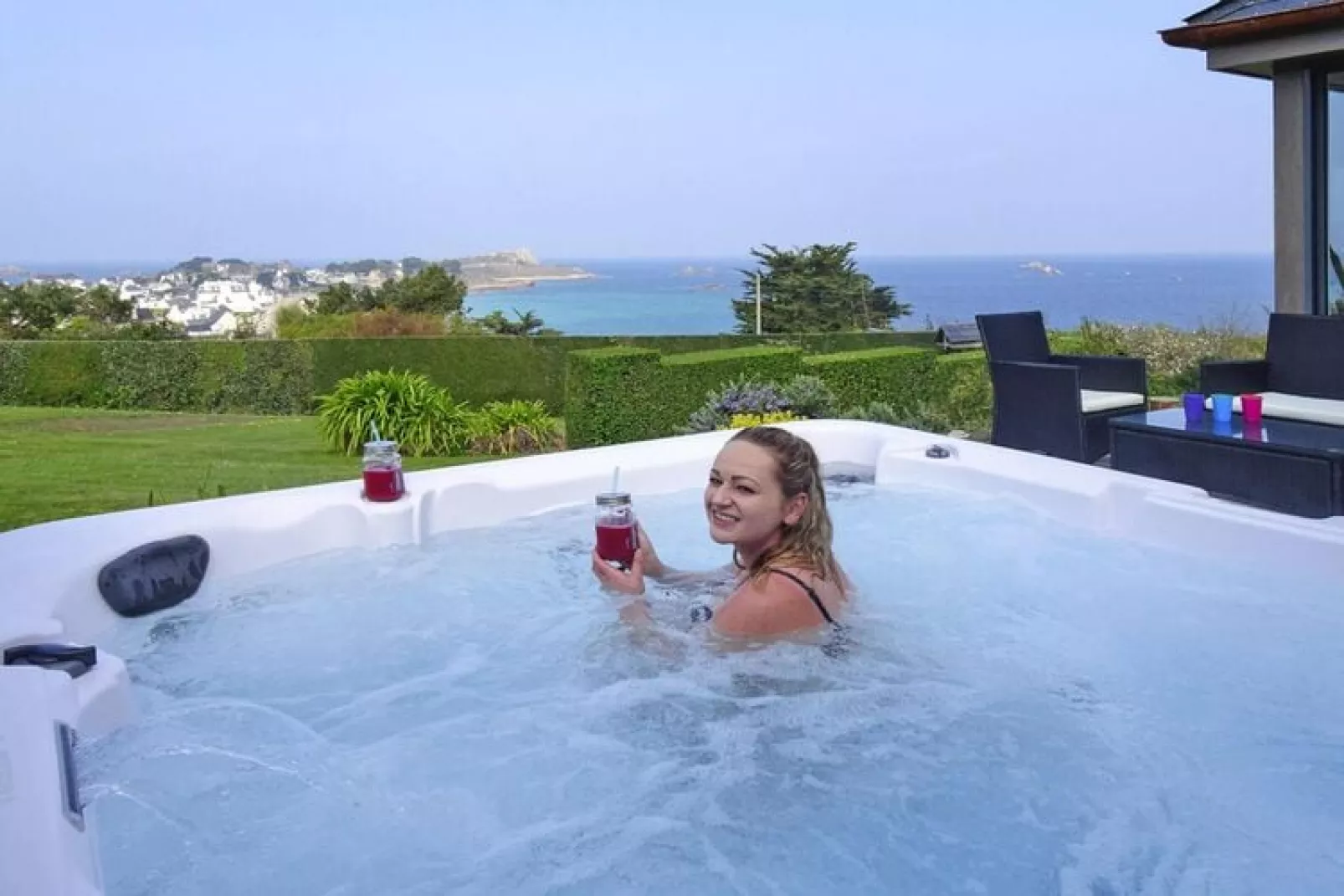 Natural stone house with private Jacuzzi on Breton estate Plougasnou