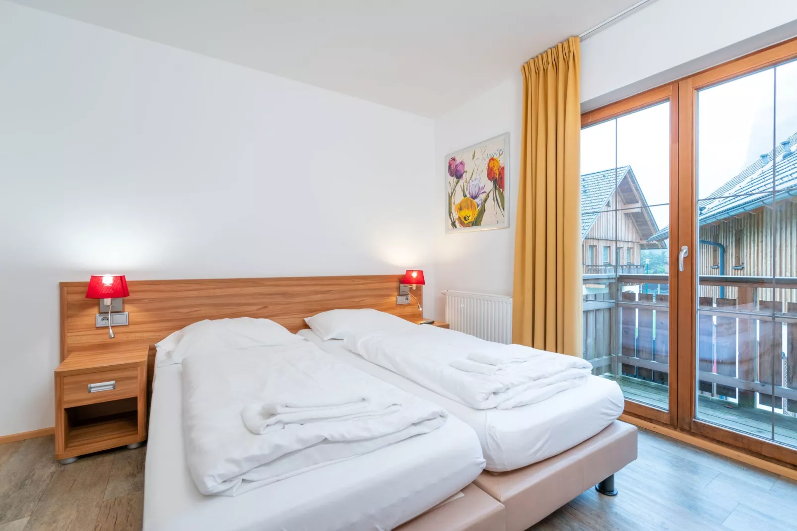 Sfeervol appartement in Obertraun met gedeeld zwembad-Slaapkamer