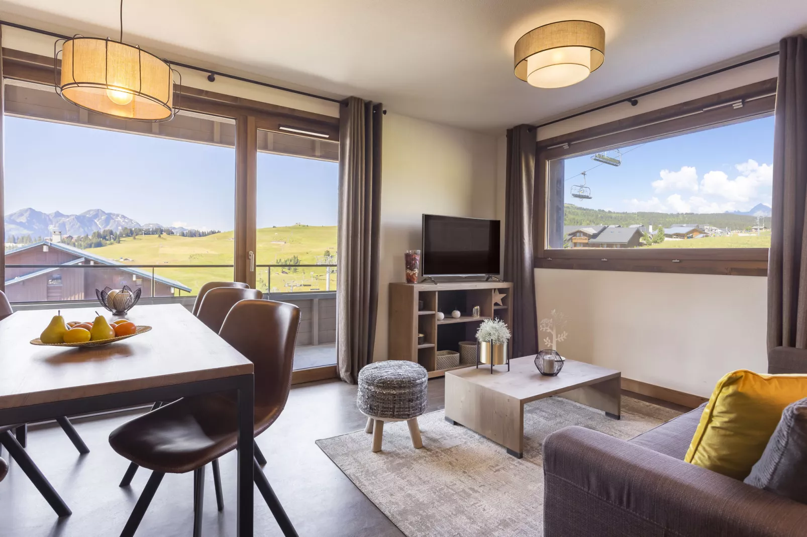 Résidence Les Chalets des Cimes 5-S8-Woonkamer