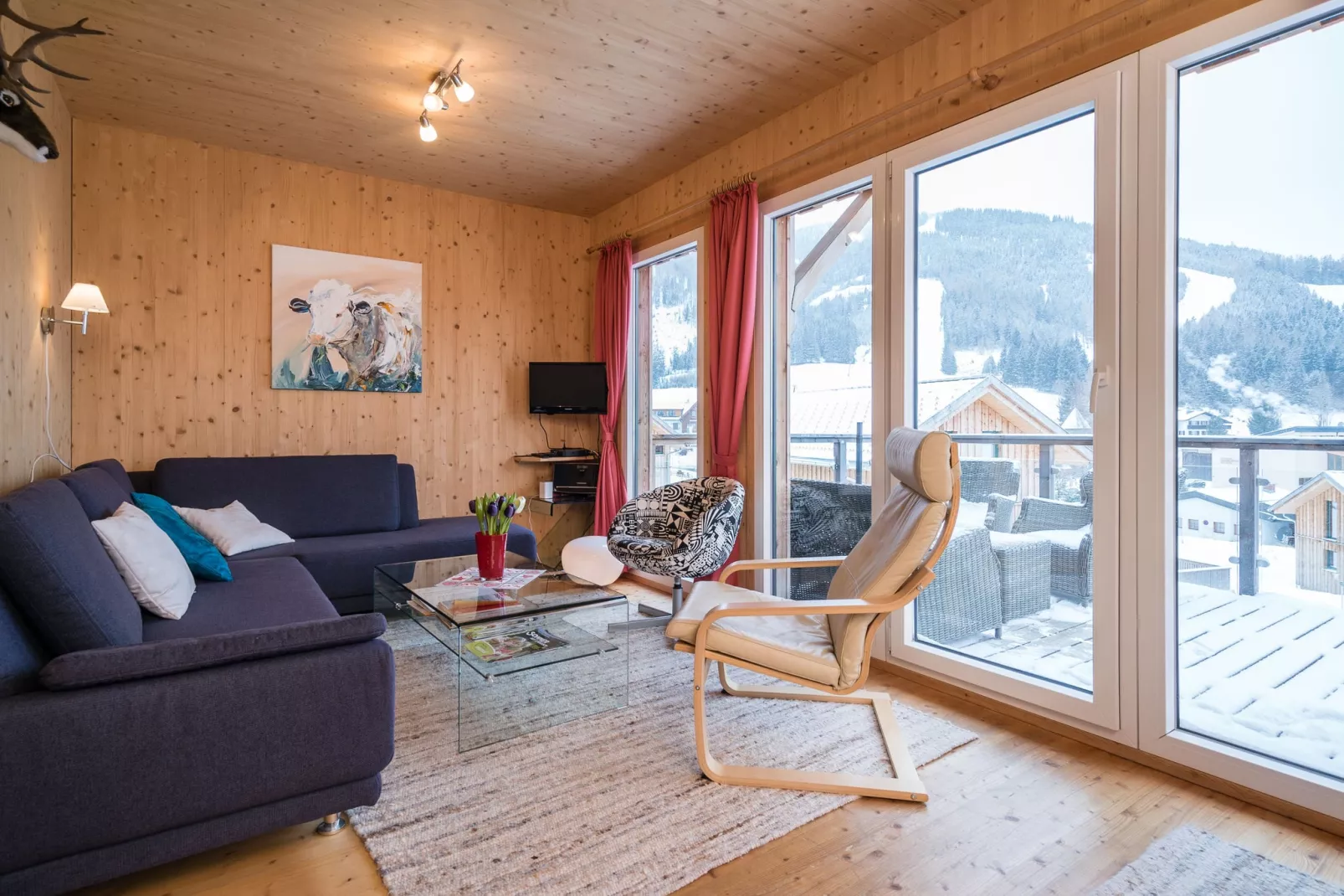 Luxe chalet in Hohentauern met adembenemend uitzicht-Woonkamer