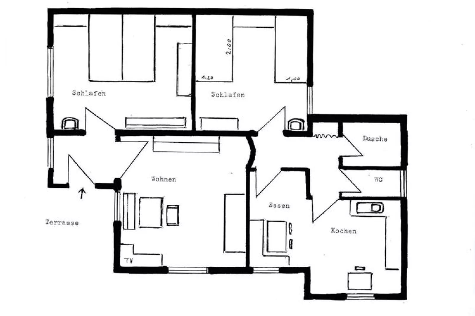 Ferienhaus Schneider Rinchnach 70 qm-Plattegrond