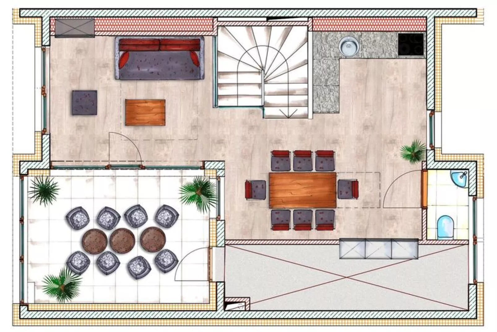 Appartement in Dorfgastein met balkon of terras-Plattegrond