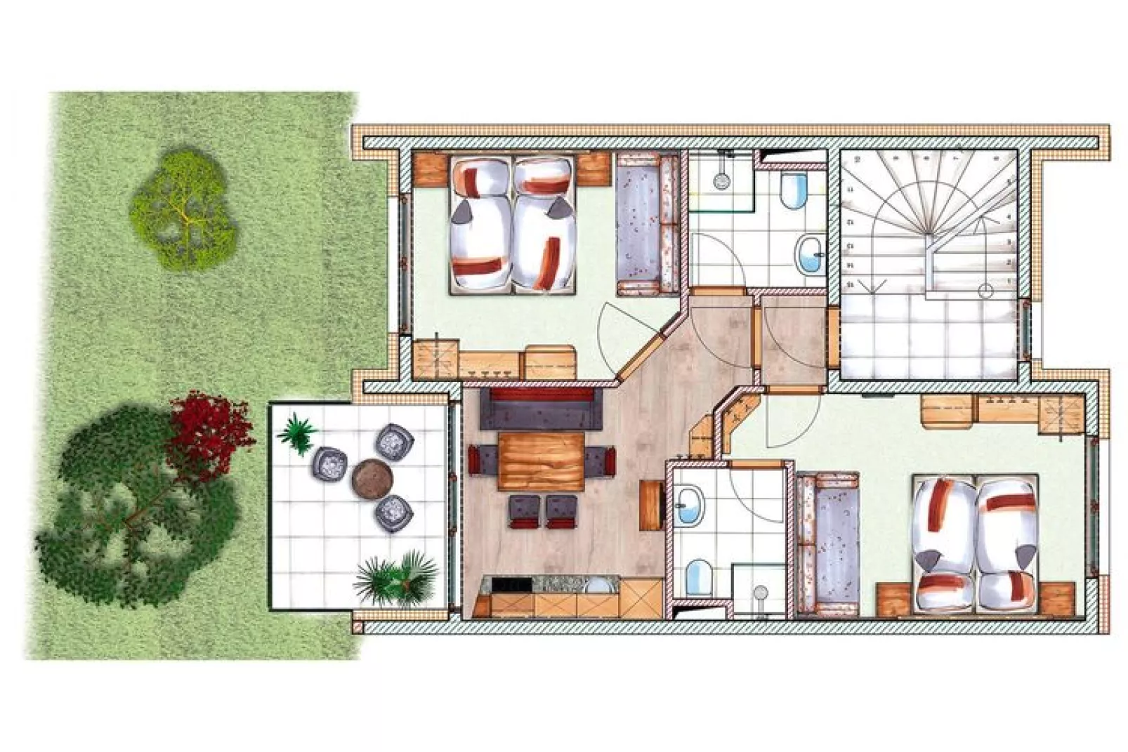 Appartement in Dorfgastein met balkon of terras-Plattegrond