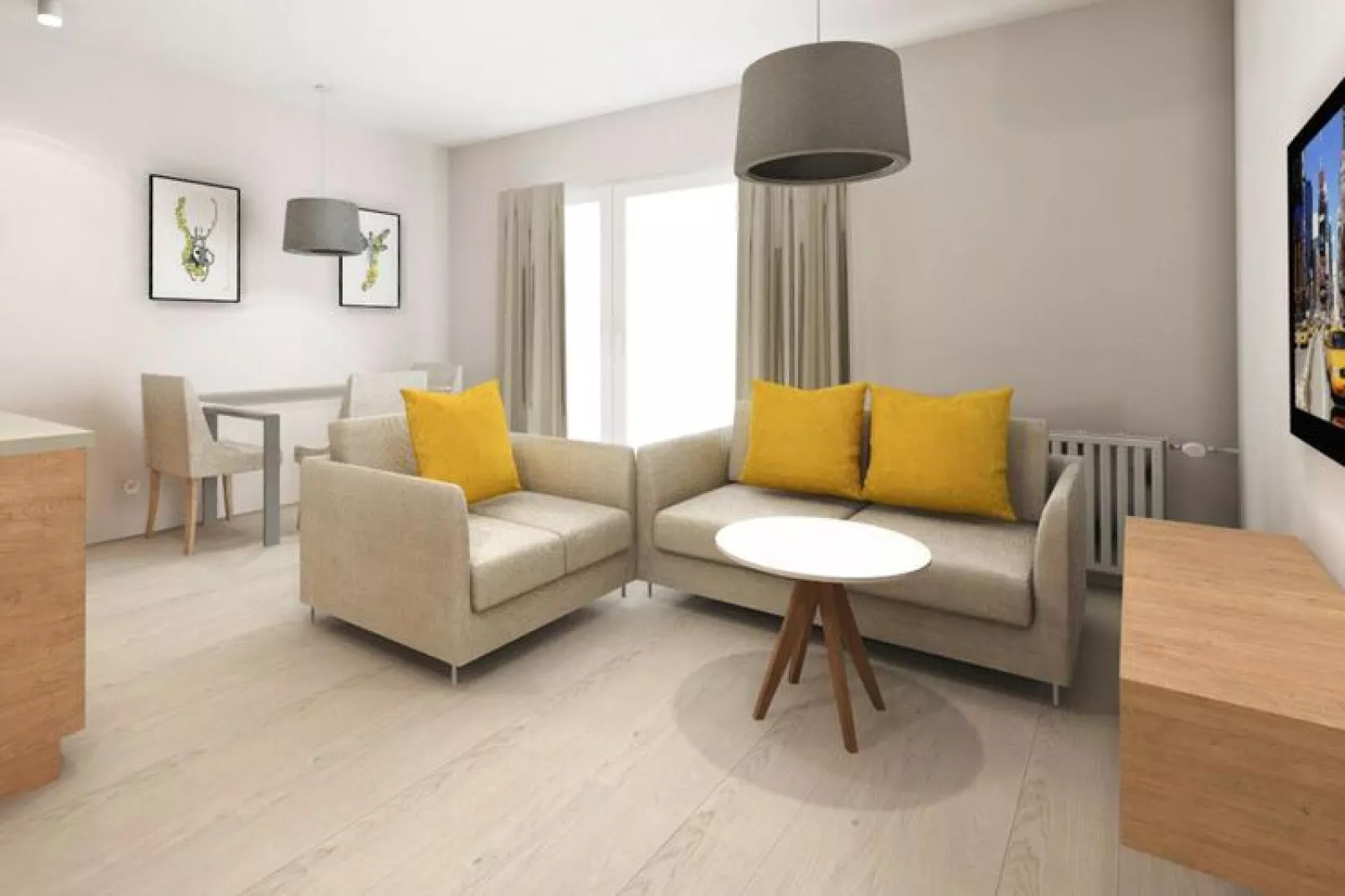 Apartamenty przy Nadmorskiej 106 42m2 Grzybowo-Woonkamer