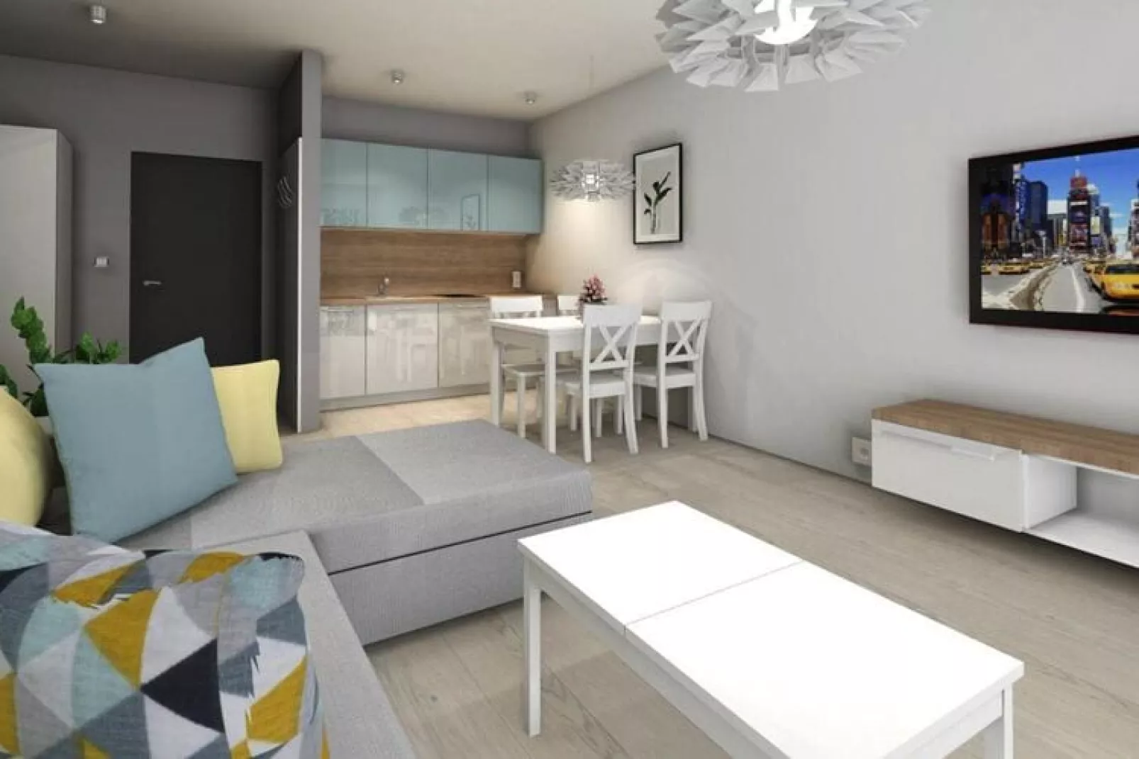 Apartamenty przy Nadmorskiej 106 42m2 Grzybowo-Woonkamer