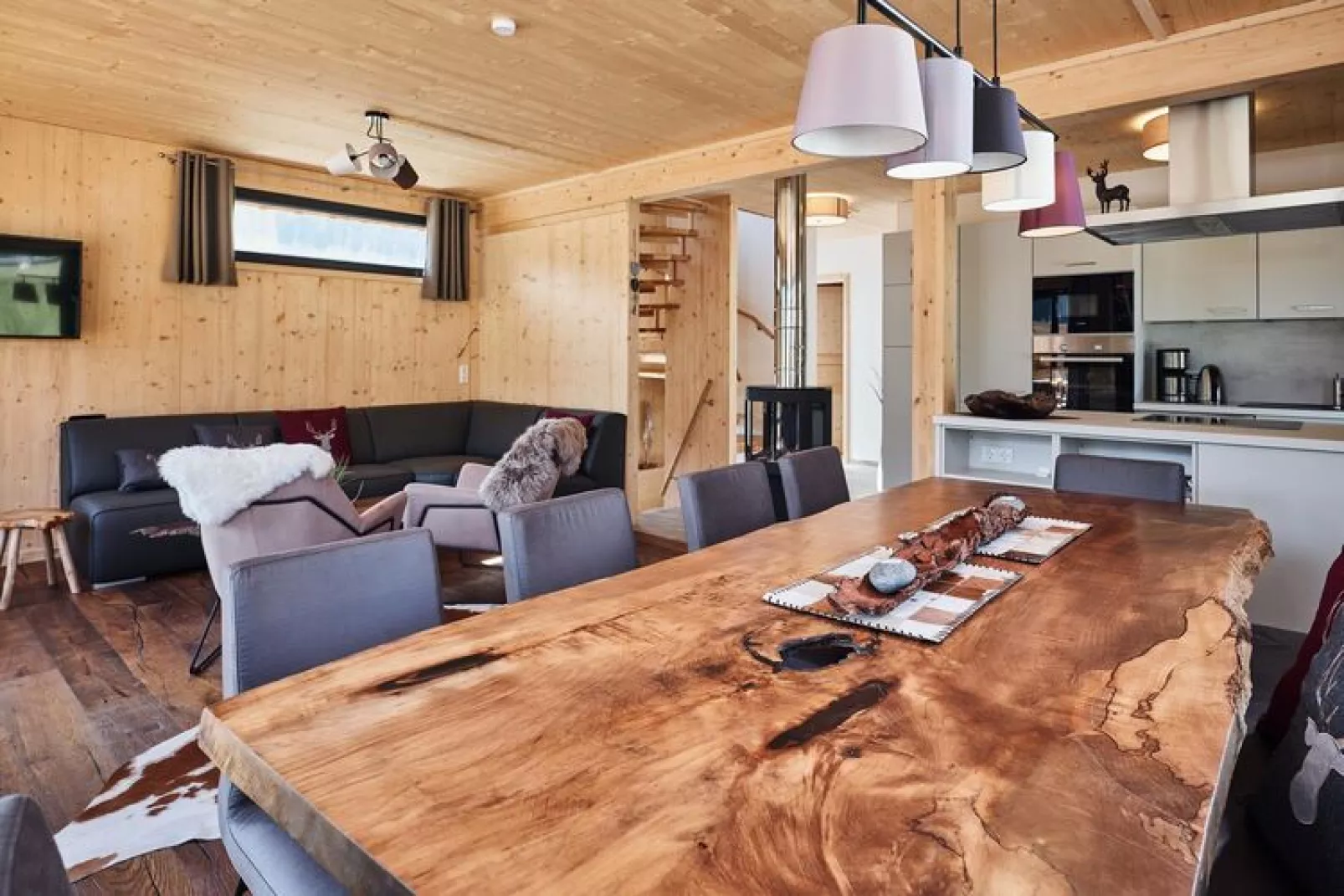 Chalets Bergeralm, Steinach am Brenner-Wellness Chalet XL - 8 Personen-Woonkamer