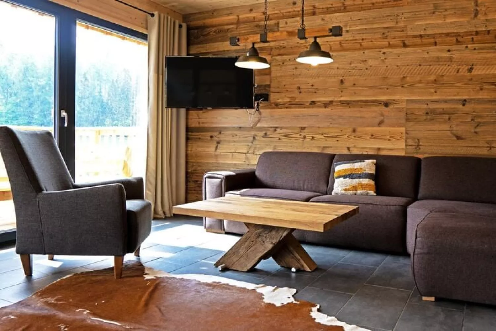 Chalets Bergeralm, Steinach am Brenner-Wellness Chalet XL - 8 Personen-Woonkamer