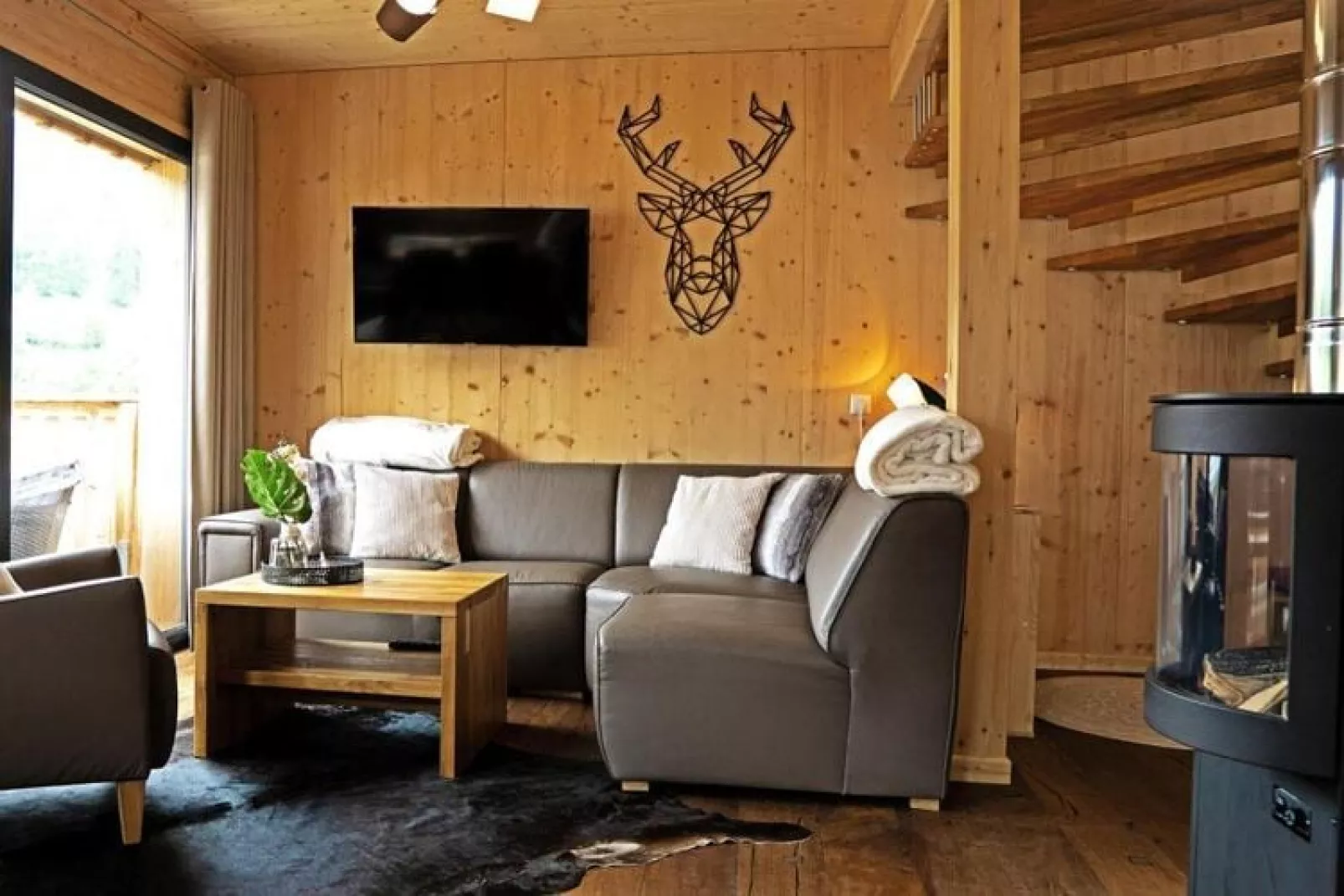Chalets Bergeralm, Steinach am Brenner-Wellness Chalet XL - 10 Personen-Woonkamer