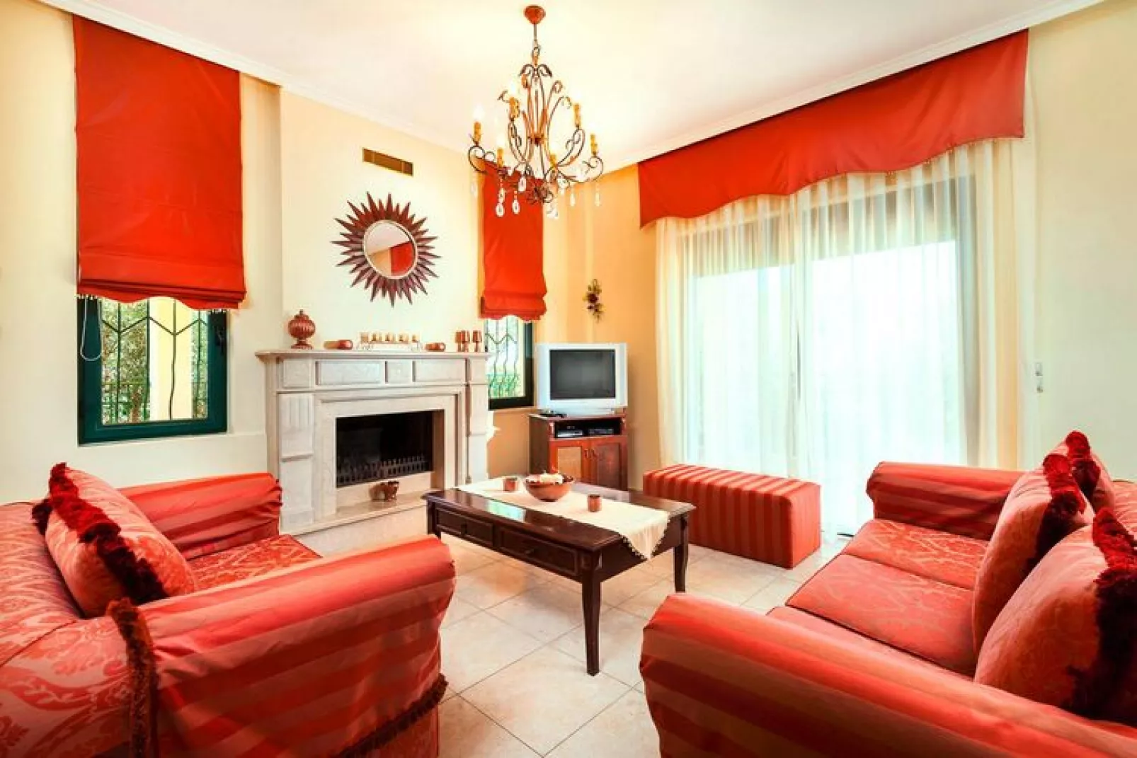 Villa Valia Galatas-Woonkamer