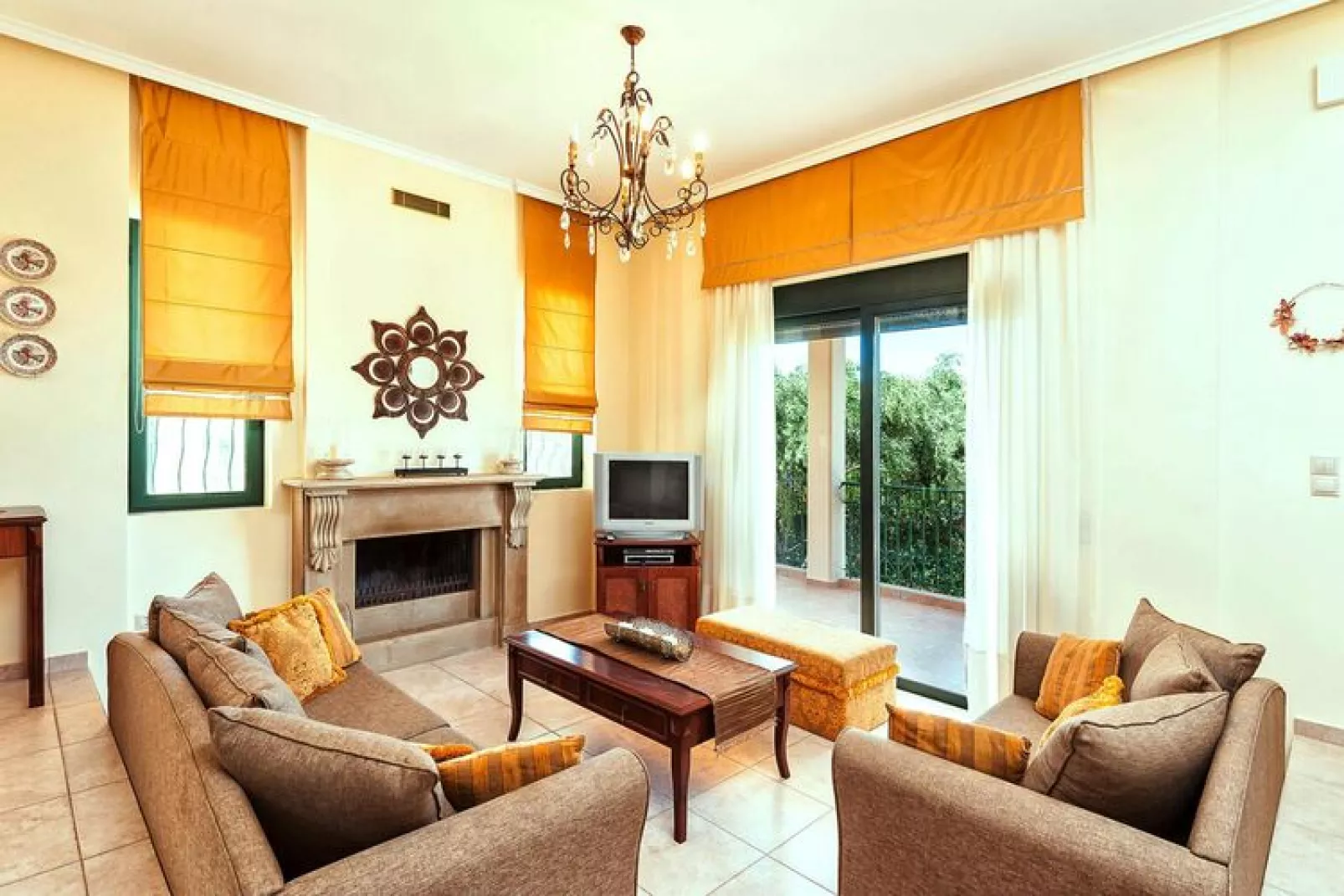 Villa Valia Galatas-Woonkamer