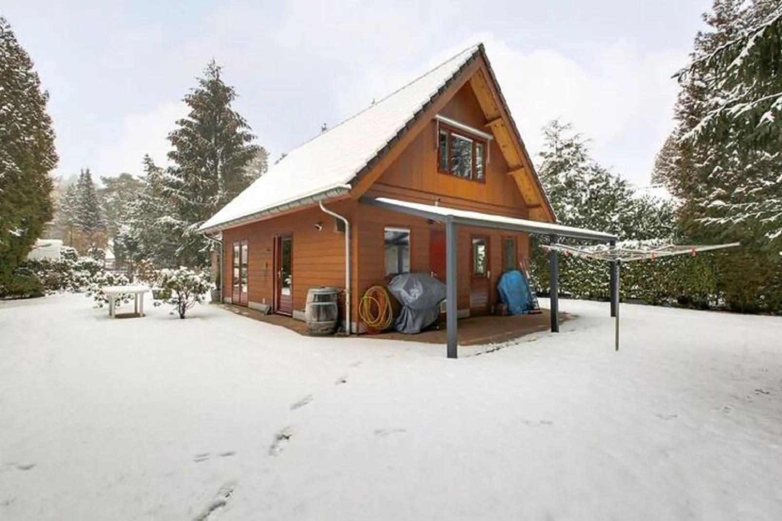 Prachtig vrijstaand huis met tuin op de Veluwe-Exterieur winter