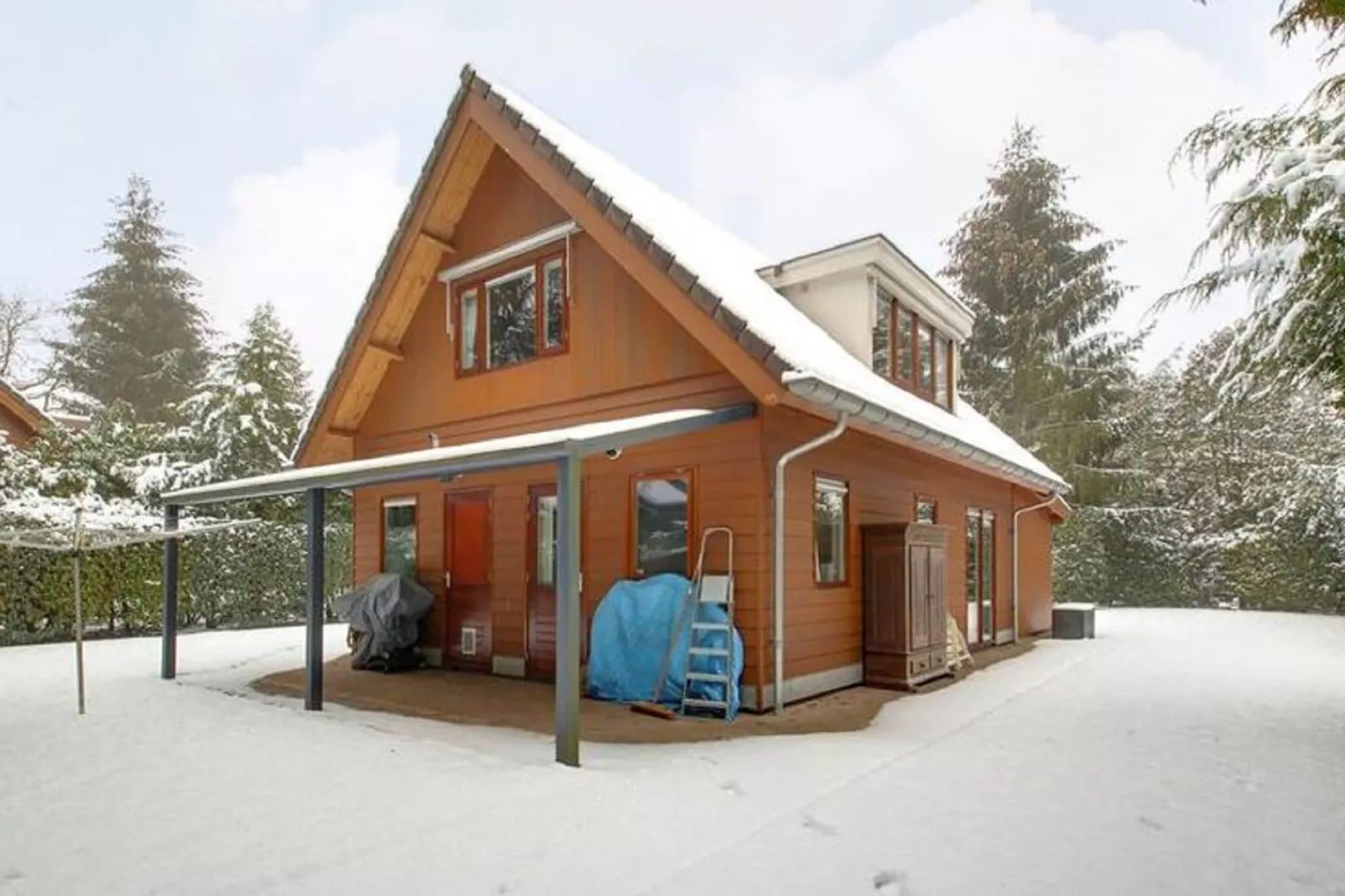 Prachtig vrijstaand huis met tuin op de Veluwe-Exterieur winter