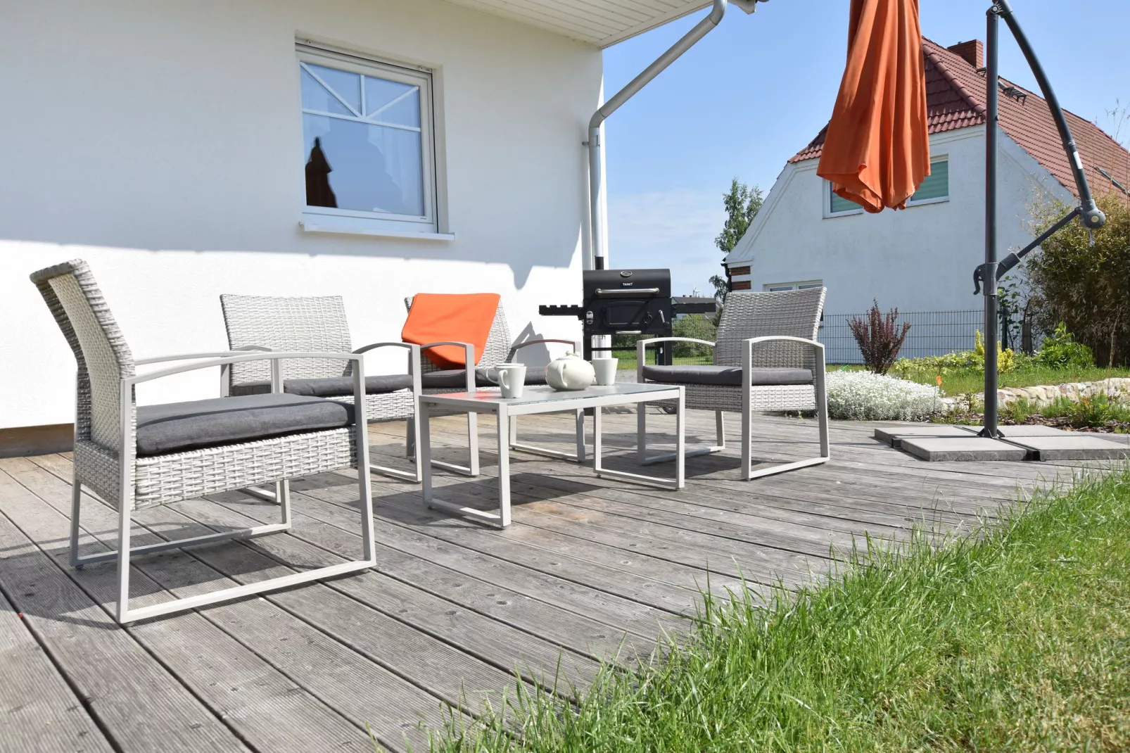 Ferienhaus nahe Insel Poel mit Kamin Terrasse und Garten-Terrasbalkon