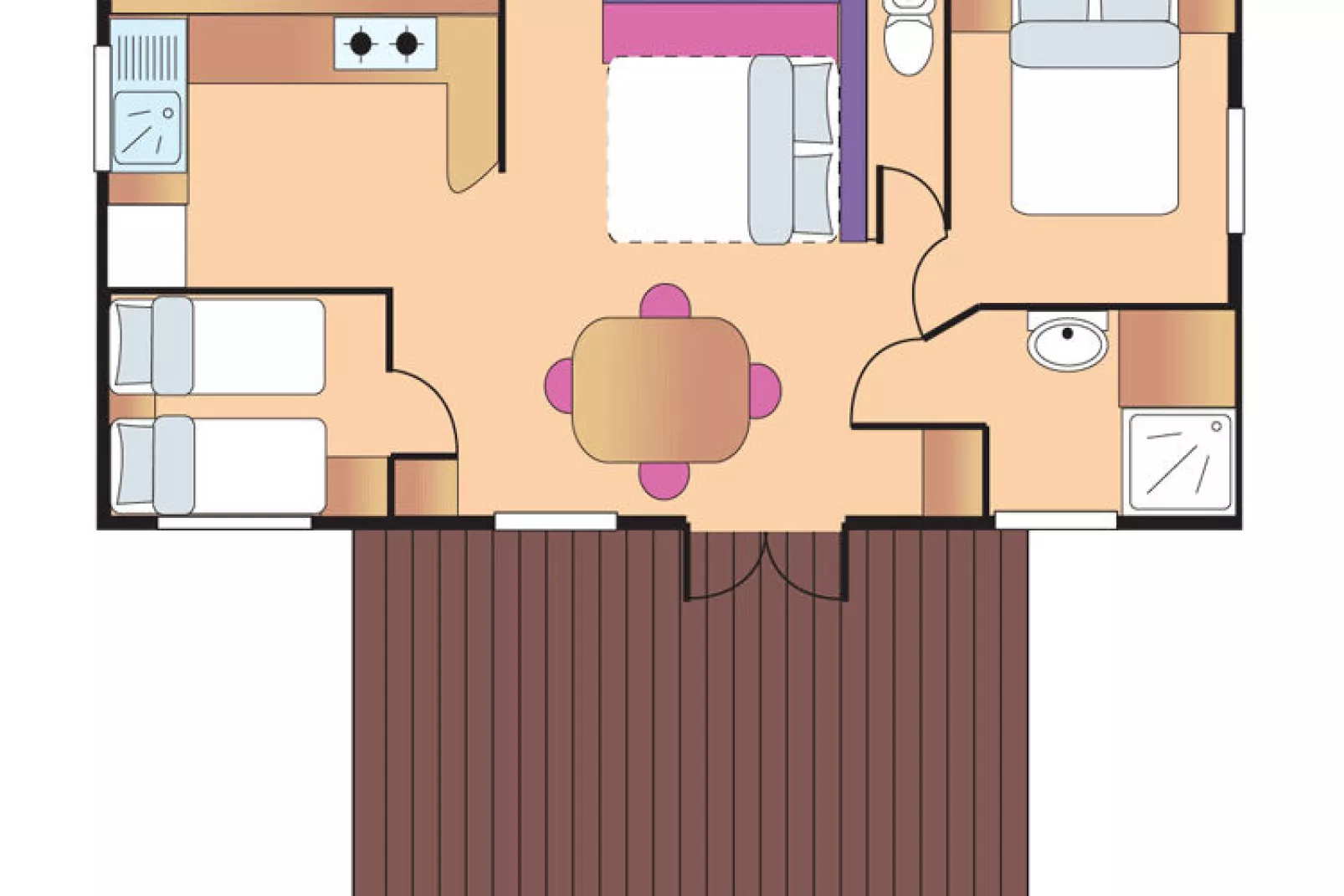 Caravanpark Mas des Lavandes Sérignan Mobilhome Classic-Plattegrond