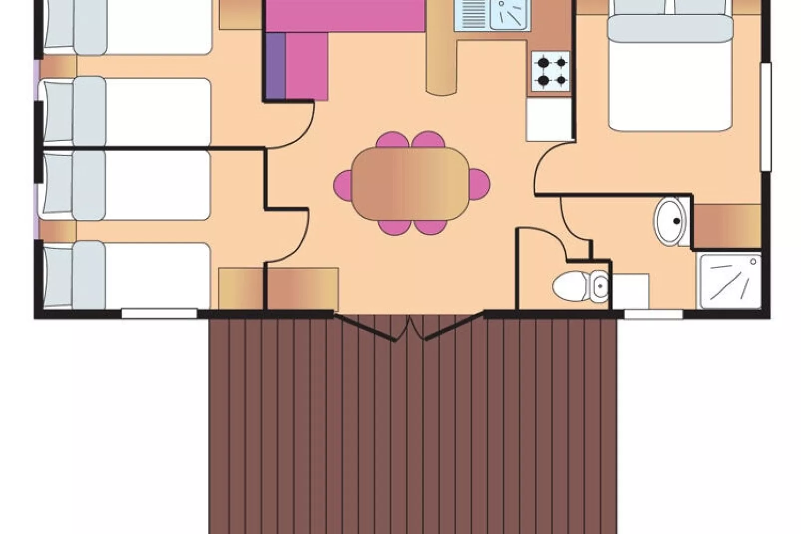 Caravanpark Mas des Lavandes Sérignan - Mobilhome Confort Plus 3ch 6pers-Plattegrond