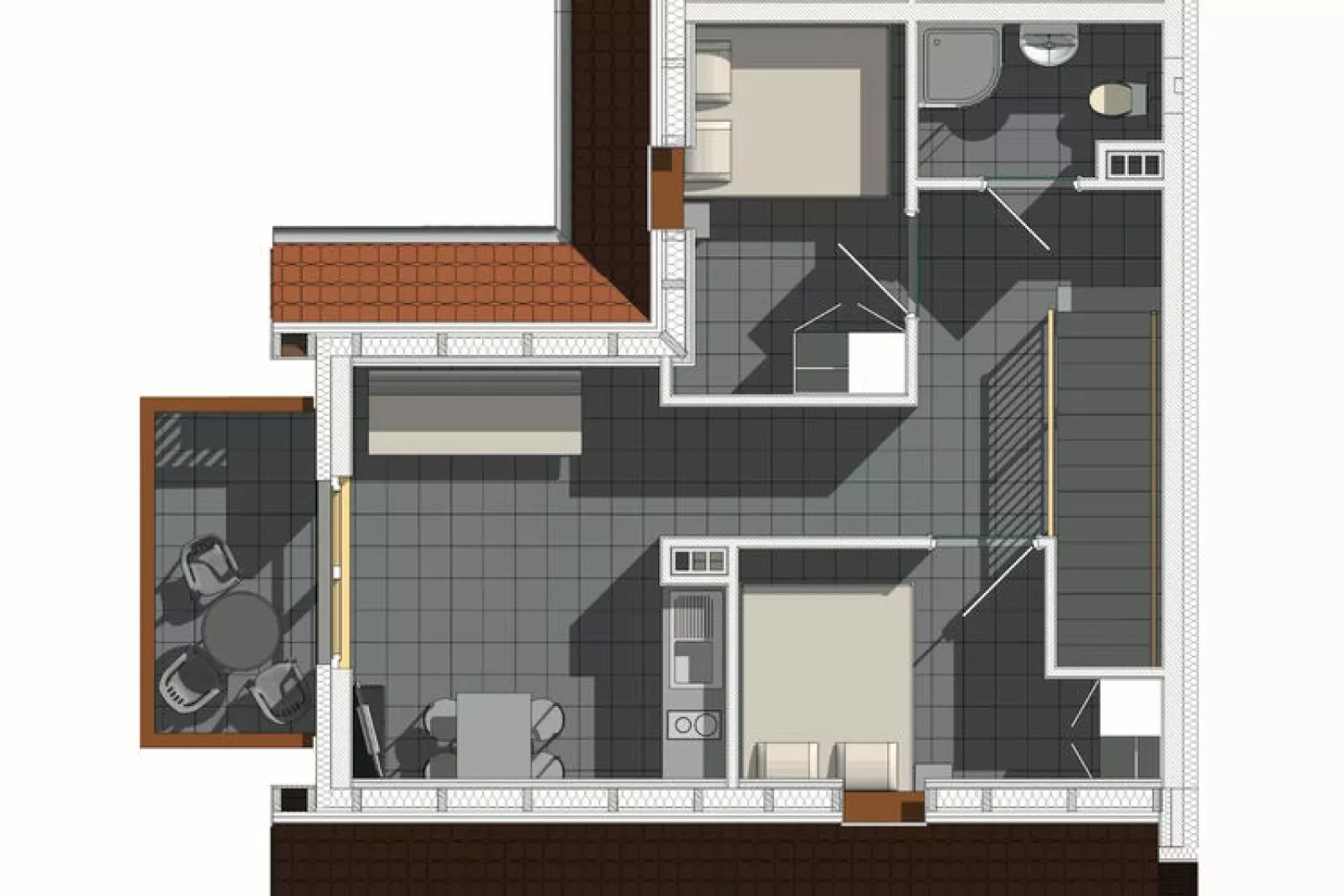 Apartamenty wakacyjne dla 4 osób PRIMA Rewal-Plattegrond