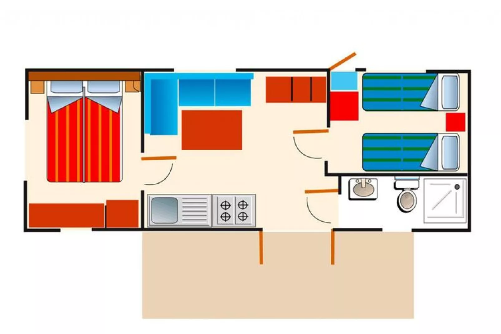 Mobile Homes San Francesco Caorle - Type MH Venice Sea View 4 Pax-Plattegrond