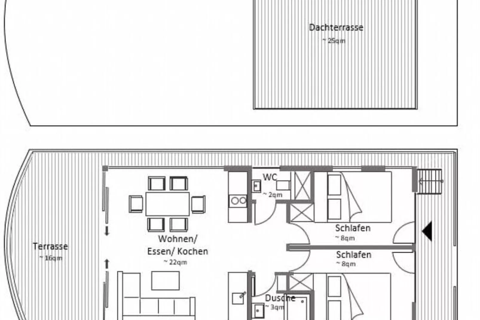 Hausboot Family & Friends  Hund LP2 / 1-2 Personen-Plattegrond