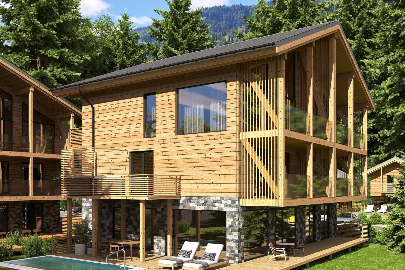 Kreischberg Pool Villen 5b-Buitenkant zomer