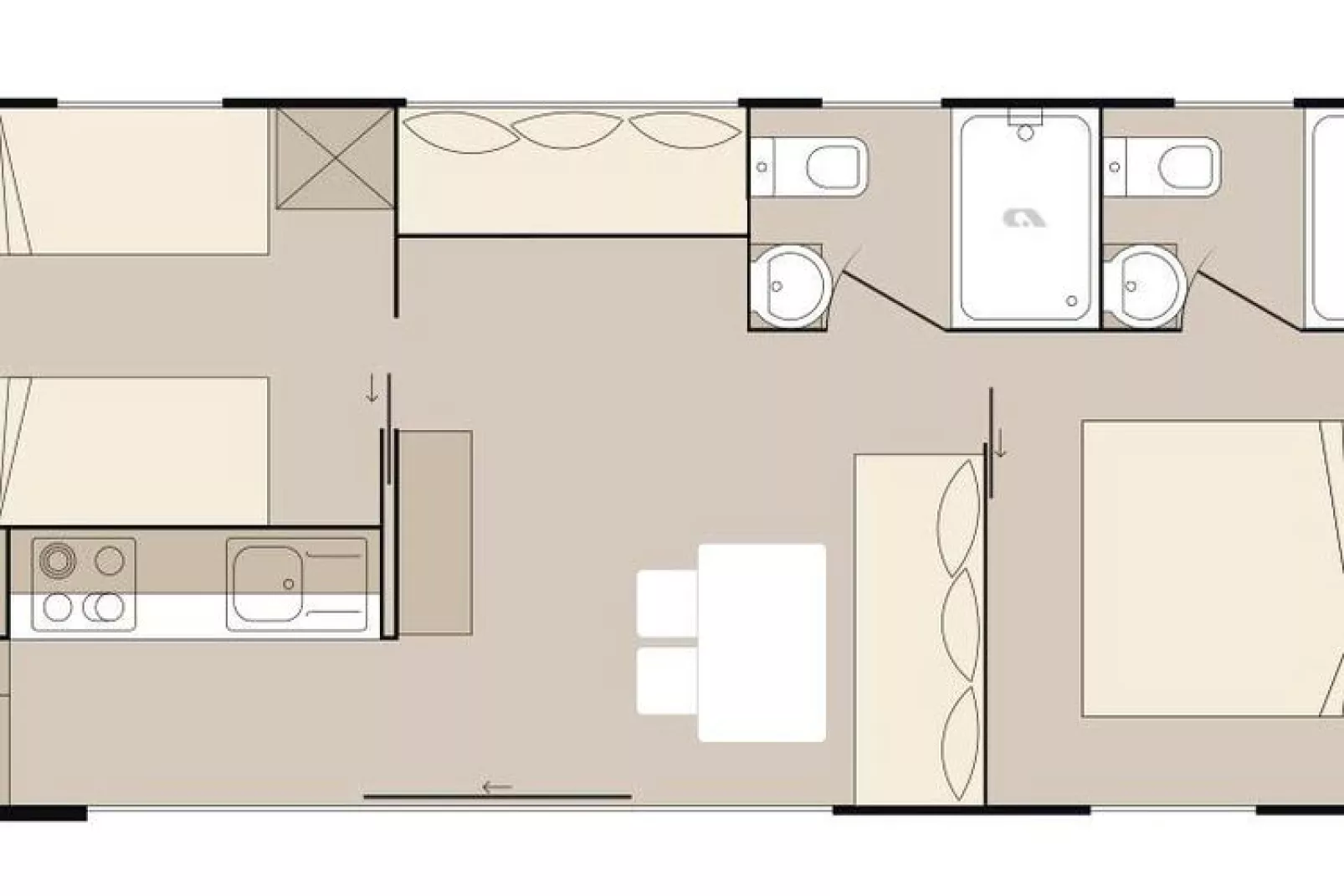 Mobile Homes Strasko Novalja Mediteran ca 34 qm für 6 Pers-Plattegrond