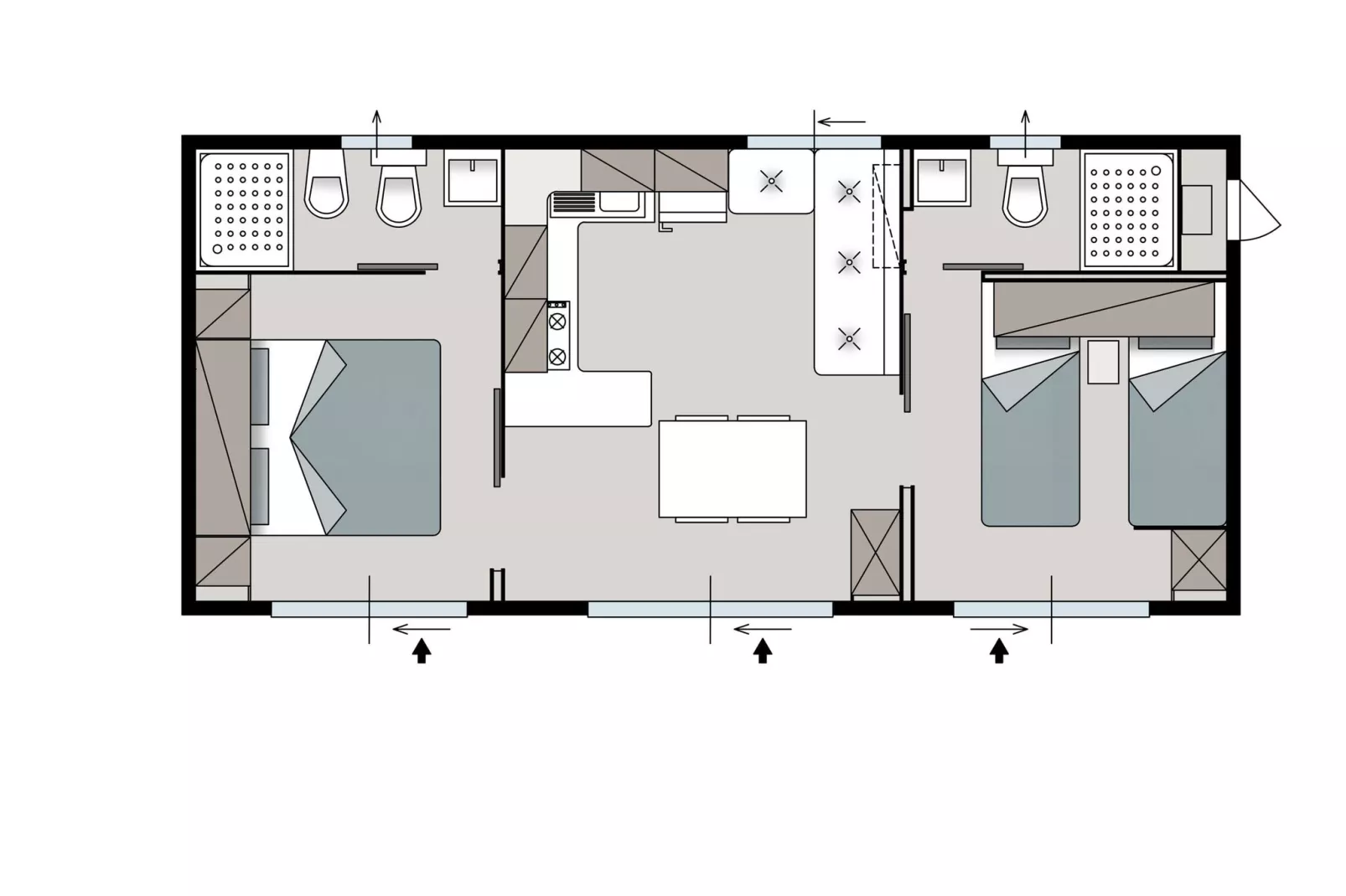 Mobile Homes Strasko Novalja Premium new 34 qm für 5 Pers-Plattegrond